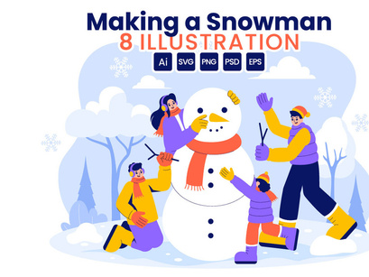 8 Making a Snowman Illustration