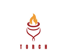 Torch fire logo icon hipster vector design template
