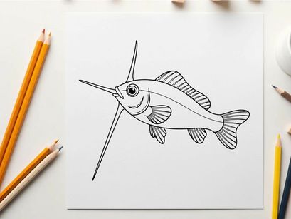 Happy cartoon fish swimming vector illustration flat design