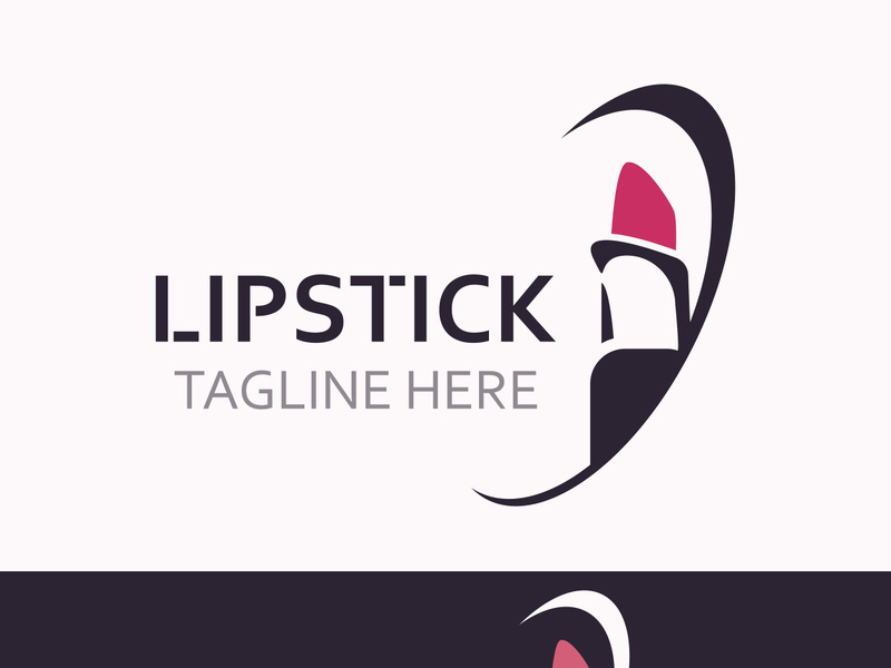 Lipstick logo design for makeup fashion shop and beauty vector cosmetic design template