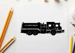 Silhouette of a u s forest service truck a large vehicle