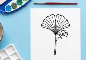 Elegant ginkgo leaf illustration for design projects. Artistic botanical drawing for nature-themed visuals.