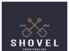 Shovel logo for agriculture, excavation,building, mining foundation. gardening vector set design with leaves
