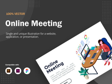 Businesswoman do online meeting illustration. preview picture