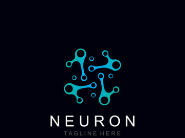 Neuron logo or nerve cell healthy abstract molecule design template preview picture