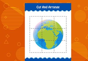 10 Pages Cut and arrange with a planet worksheet for kids. Educational game for children