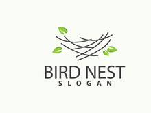 Bird Nest Logo, Bird House Shelter Vector