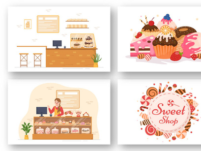 12 Sweet Shop Illustration