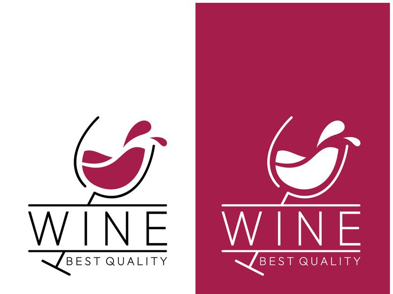 Logo wine dengan gelas dan botol wine untuk klub malam, bar, kafe, dan toko wine.