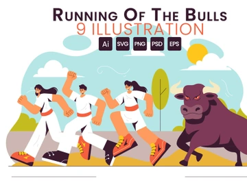 9 Running of the Bulls Illustration preview picture