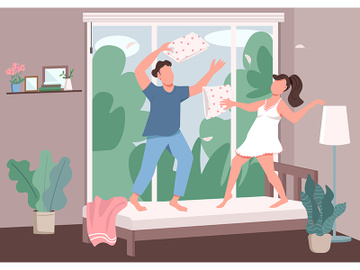 Couple having fun together flat color vector illustration preview picture
