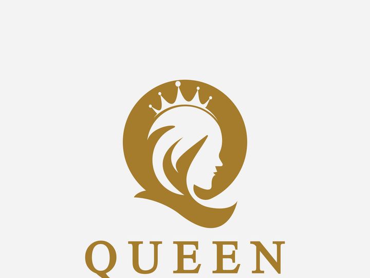 Beautiful face queen icon logo.for queen logo.Beauty woman hair salon golden logo. cosmetic, skin care business logo