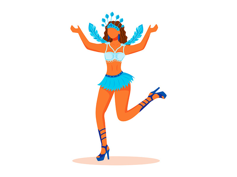 Samba dancer flat color vector faceless character
