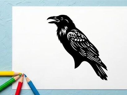 Black Crow Illustration for Nature and Wildlife Design