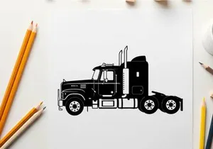Silhouette of a semi truck tractor unit with sleeper cabin