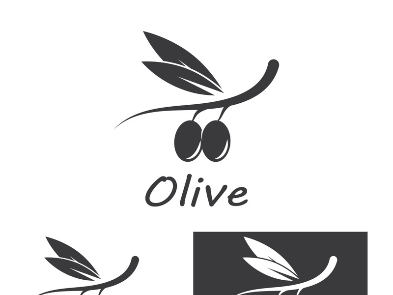 Branched olive fruit logo with creative idea.