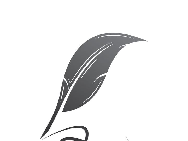 Feather quill design icon and logo illustration classic stationery