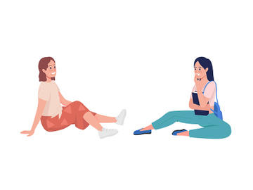 Happy girls talking semi flat color vector character set preview picture
