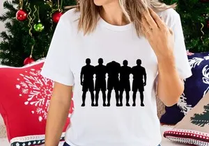Silhouette of five men standing together in unity and solidarity