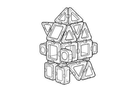 3D robot toy modular vector illustration scalable design