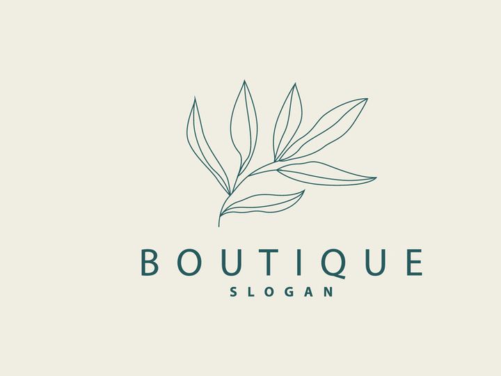 Leaf Line Logo, Beautiful Hand Drawn Design