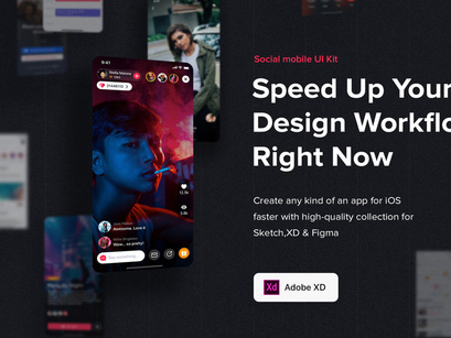 Jazam - Social mobile app UI Kit for ADOBE XD