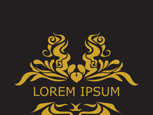 Gold luxury floral vintage monogram decorative logo template