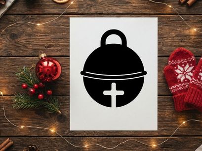 Christmas bell with cross symbol for holiday celebration and religious themes