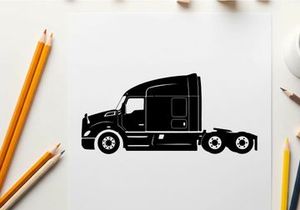 Silhouette of a semi truck with sleeper cabin