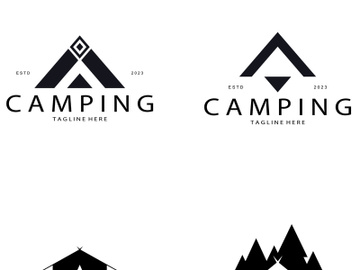 vintage and retro tent logo, camping. With tent, tree and bonfire sign. adventurers, scouts, climbers, camping equipment center preview picture