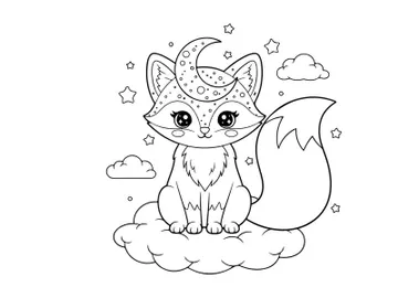 Cute cat with moon and stars vector illustration flat design preview picture