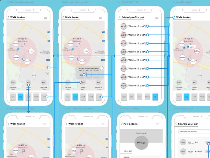 Mobile applications for walking with a pet