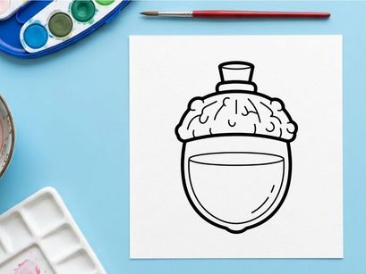 Acorn line art icon. Simple black and white vector illustration of a forest nut.