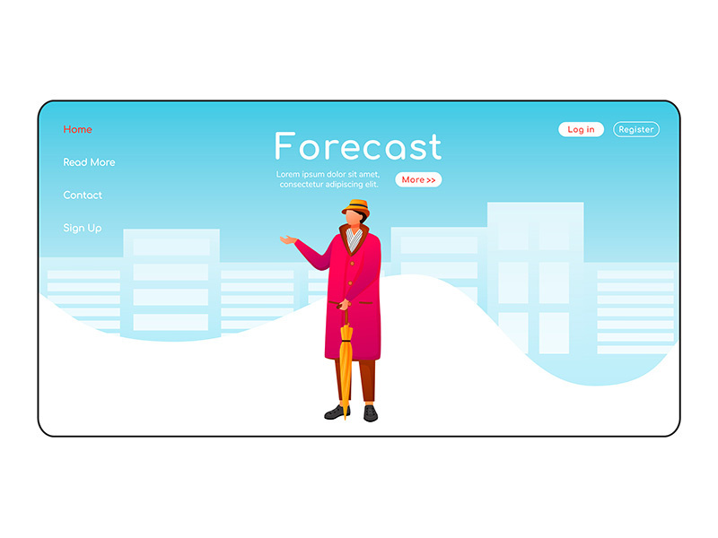 Forecast landing page flat color vector template