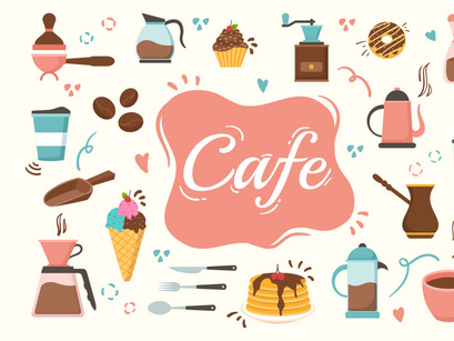 15 Cafe Vector Illustration