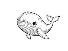 Happy whale swimming underwater vector illustration flat design