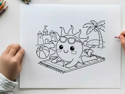 Cute octopus vacation beach vector illustration flat design