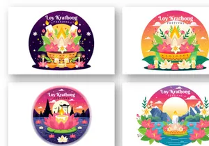 10 Loy Krathong Festival Illustration