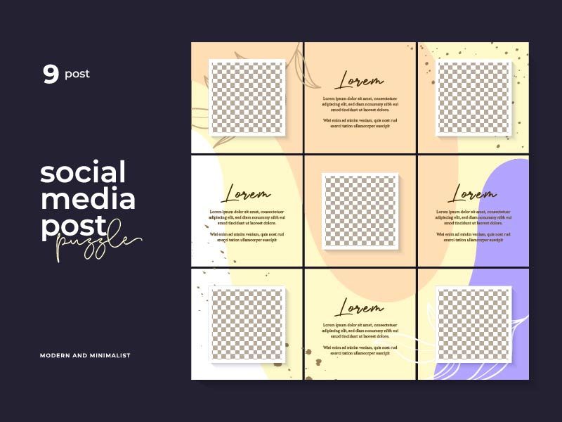 Social Media Post Template Instagram Puzzle Vector