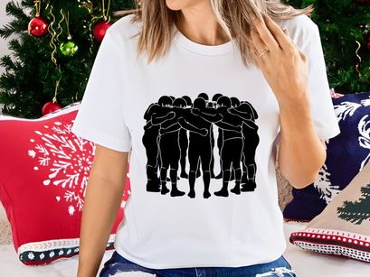 A group of people standing in a circle with their arms around each other