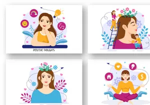 12 Positive Thoughts Vector Illustration