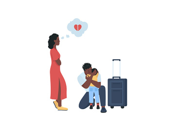 Man leave wife and child flat color vector detailed characters preview picture