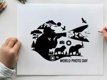 world photo day wildlife photography vector illustration