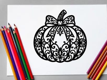 Intricate Halloween Pumpkin Silhouette with Decorative Pattern