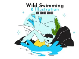 10 Wild Swimming Vector Illustration preview picture
