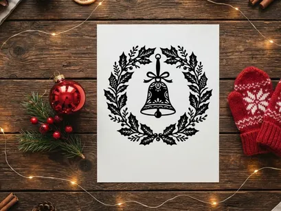 Campana Navideña con Corona de Acebo para Celebraciones Festivas