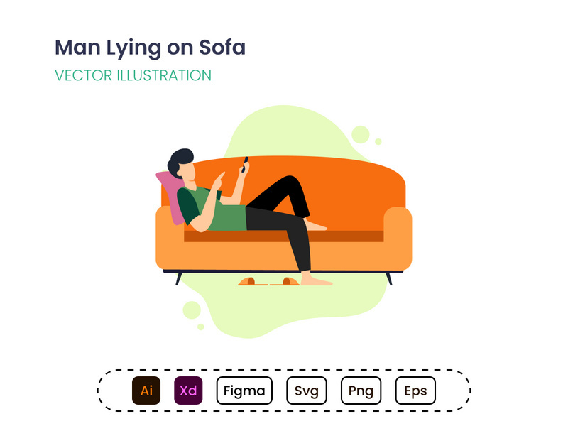 Boy using phone by lying on sofa