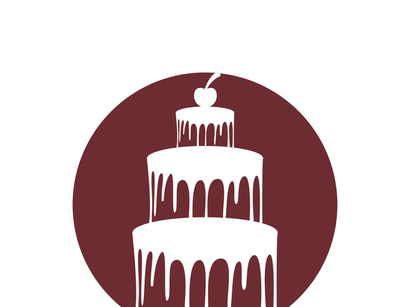 Sweet cake template logo design vector illustration of silhouette with cherries