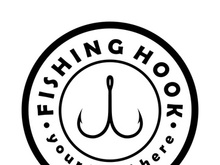 fishing hook logo design, fishing bait, fishing shop, tournament, angler, fishing community