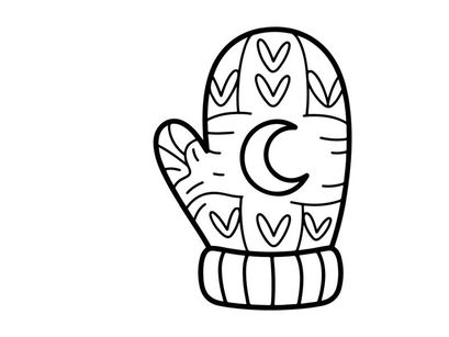 Sarung tangan Halloween bergambar tangan ditarik dengan desain wajah seram. Sarung tangan musim dingin kartun dengan pola liburan meriah untuk kerajinan dan dekorasi.
